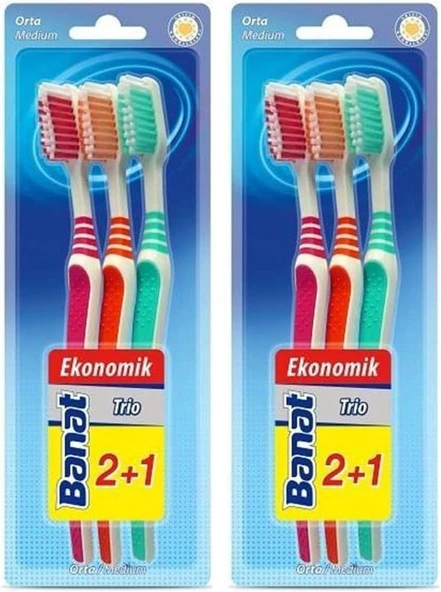 Banat Trio 3'Lü Fırçası Medium 2Li Paket ürün görseli 1