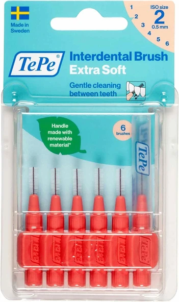 Tepe Blister X-Soft 0.5 Mm - Kirmizi Arayüz Fırçası (1X 6 Adet) ürün görseli 1