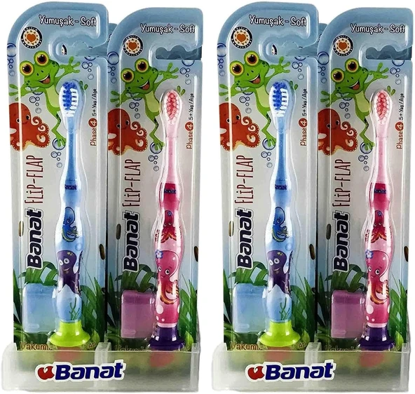 Banat Flip Flap Çocuk Fırçası 2Li Paket ürün görseli 1