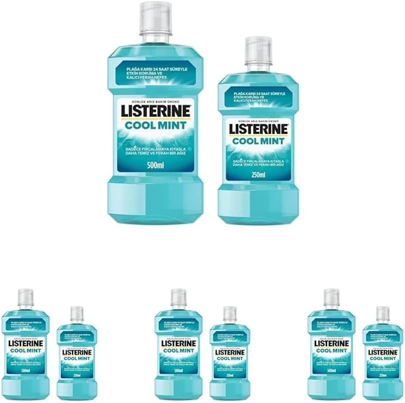 Listerine Coolmint Ağız Bakım Suyu 500 Ml 250 Ml (4 Paketi) ürün görseli 1