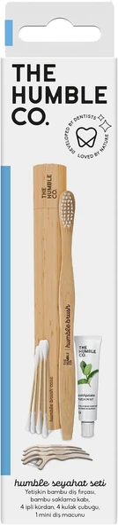 The Humble Co. - Humble Brush Ağız Bakım Seyahat Seti (Diş Fırçası + Macunu + Kulak Çubuğu + Kürdanlı Ipi + Bambu Kap) ürün görseli 1