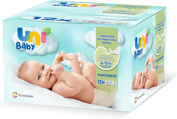 Uni Baby Hassas Dokunuş Islak Mendil 12*52 Yaprak ürün görseli 1