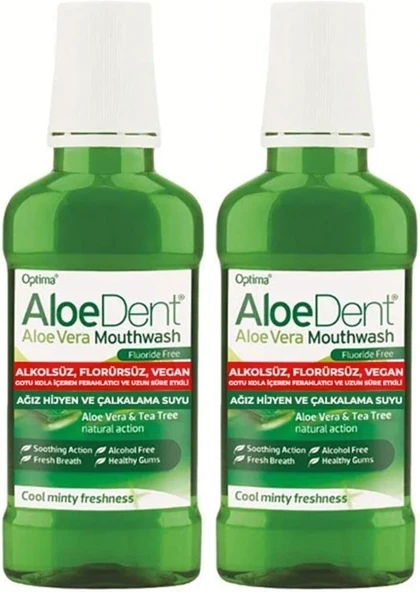 Aloe Dent Alkolsüz Florürsüz Ağız Kokusu Önleyici Doğal Ağız Bakım Suyu - 250 Ml (2 Paketi) ürün görseli 1
