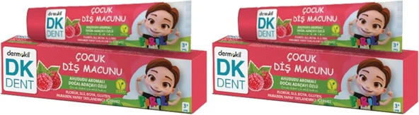 Dkdent Vegan Pırıl Ahududu Aromalı Florürsüz Çocuk Macunu 50 Ml 2Li Paket ürün görseli 1