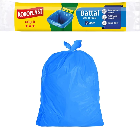 Koroplast Güçlü Battal Boy Poşeti 7'Li 72X95Cm Sızdırmaz Yırtılmaz Battal Boy Torbası, Geri Dönüştürülebilir Atık Torbası, Restoran, Kafe, Ofis-İşyeri, Ev-Mutfak Için Güçlü Poşeti ürün görseli 1
