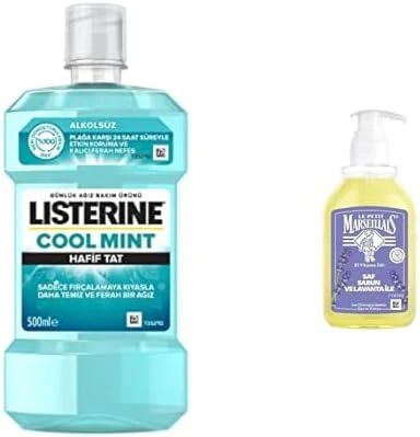 Listerine Breath Freshening Ağız Bakım Ürünü, Cool Mint, Hafif Tat, 500Ml+Le Petit Marseillais El Yıkama Jeli Saf Sabun Lavanta Ile (300 Ml) ürün görseli 1