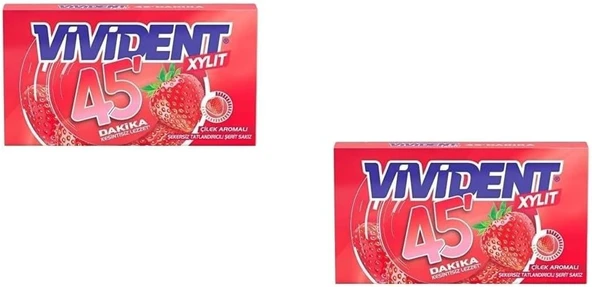 Vivident 45 Dakika Çilek Aromalı Şekersiz-Tatlandırıcılı Şerit Sakız 26G (2 Adet) ürün görseli 1