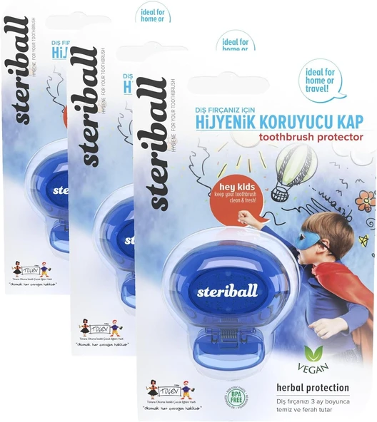 Steriball Fırçası Için Vegan Hijyenik Koruyucu Kap (3 Paketi) ürün görseli 1