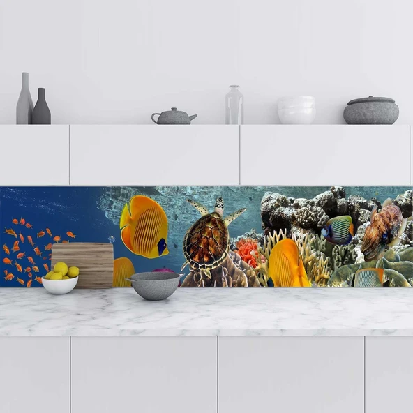 Mutfak Tezgah Arası Folyo Fayans Kaplama Folyosu Kızıldeniz 60X300 Cm ürün görseli 1
