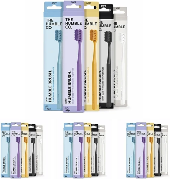 The Humble Co. - Humble Brush Adult - 7.000 Kıl İçeren Bitki Bazlı Fırçası (Renk Asortili) (4 Paketi) ürün görseli 1