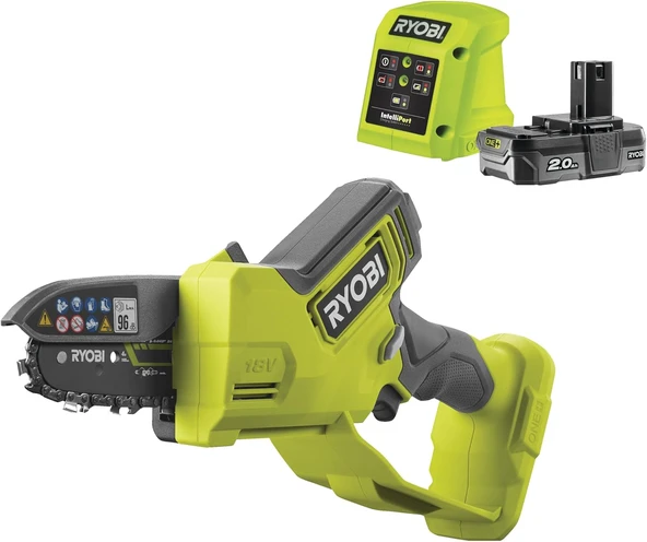 Ryobi V One+ Fırçasız Akülü Dal Testeresi Ry18Psx10A-120, Uzunluğu 10 Cm, Zincir Hızı 6,0 M/S, 2,0 Ah Akü Şarj Dahil ürün görseli 1