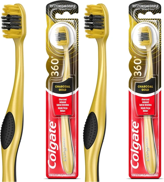 360 Charcoal Gold Çok Yönlü Koruma Yumuşak Fırçası (2 Paketi) ürün görseli 1