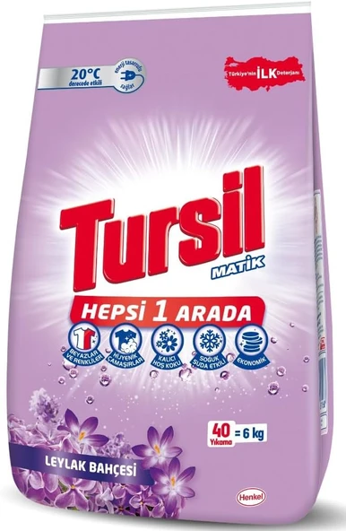 Tursil Leylak Bahçesi Beyazlar Renkliler Hepsi1Arada Toz Çamaşır Deterjanı 6Kg ürün görseli 1