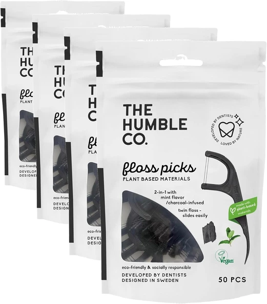 The Humble Co. Kömür Naneli Kürdanlı İpi 50 Adet 1 Paket (4 Paketi) ürün görseli 1