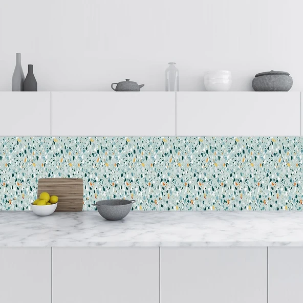 Mutfak Tezgah Arası Folyo Fayans Kaplama Folyosu Terrazzo 60X100 Cm ürün görseli 1