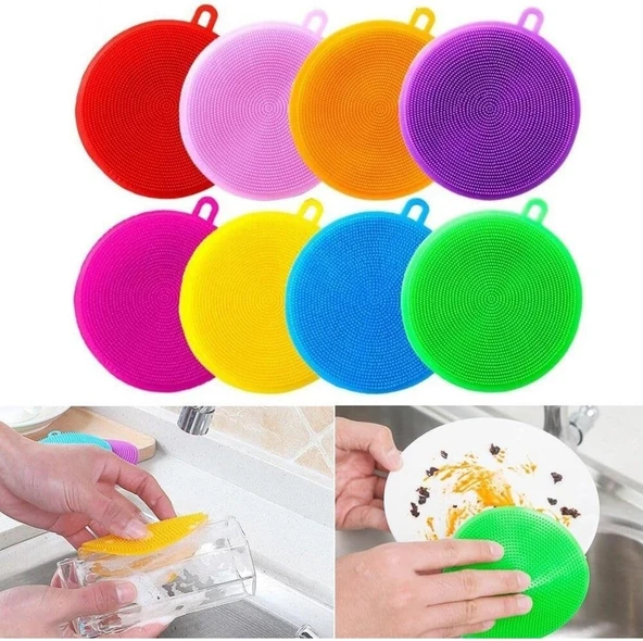 2 Adet Silikon Bulaşık Süngeri Çok Amaçlı Airfryer Temzileme Süngeri Sebze Meyve Yıkama Temizleme ürün görseli 1