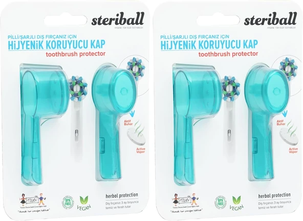 Steriball Şarjli Pi̇lli̇ Di̇ş Firçalari İçi̇n Hi̇jyeni̇k Di̇ş Firçasi Koruma Kabi-2'Li̇ Turkuaz X 2 (2 Paketi) ürün görseli 1