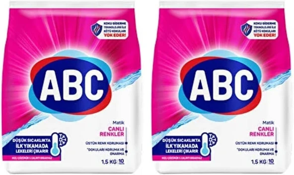 Abc Deterjan Matik Renkler 1,5 Kg (2 Paketi) ürün görseli 1