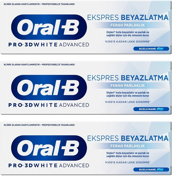 3D White Advanced Ekspres Beyazlatma Ferah Parlaklık Macunu 75 Ml 3Lü Paket ürün görseli 1