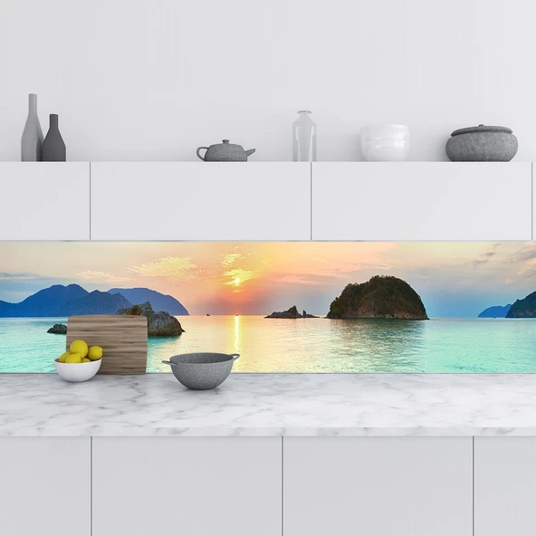 Mutfak Tezgah Arası Folyo Fayans Kaplama Folyosu Condao Vietnam 60X200 Cm ürün görseli 1