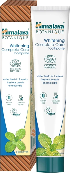 Himalaya Botanique Beyazlatıcı Komple Bakım Macunu 75Ml | Ecocert Cosmos | Organik Aktif, Nane Aromalı | Daha Beyaz Dişler, Daha Ferah Nefes | Florür & Gluten İçermez ürün görseli 1