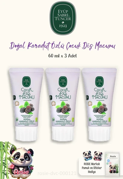 3 Adet Doğal Karadut Özlü Çocuk Macunu 60 Ml Rosie ürün görseli 1