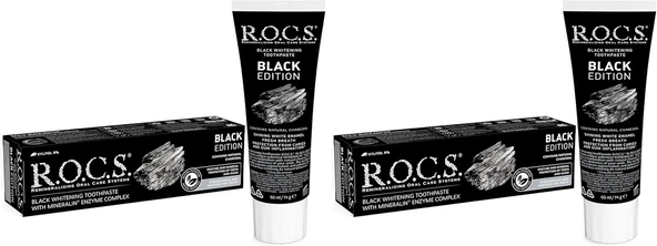 R.O.C.S. Black Edition Kömür Özlü Beyazlatıcı Macunu (1 X 74 G) (2 Paketi) ürün görseli 1