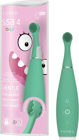 Foreo Issa 4 Baby – Bebekler Için Silikon Sonik Fırçası Seti, Çift Taraflı Kıllar, Eğlenceli Gülümseme, Eti Masajı, Ekstra Başlıkla 12 Ay Bakım, Seyahat Dostu - Kivi Yeşili ürün görseli 1