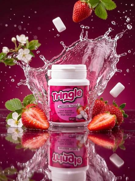 Tringle Çilek Aromalı Draje Sakız 60 G | Şekersiz Tatlandırıcılı | Çilek Aromalı Pratik Draje Sakız | Günlük Kullanıma Uygun ürün görseli 1