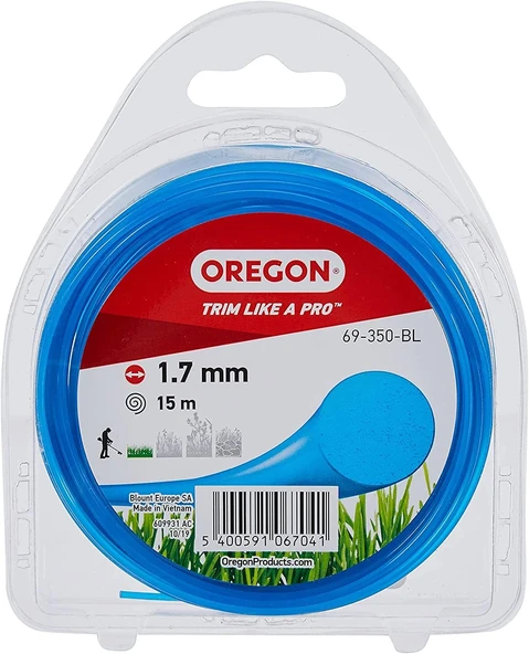 Oregon Yuvarlak Çim Biçme Ipi, 1,7 Mm, Mavi, Çim, Yabani Ot, Çim Çiçek Tarhları Için, Bahçe Işleri Çim Bakımı, Naylon Iplik, Çoğu Çim Biçme Makinesi Için, 1,7 Mm X 15 M (69 – 350-Bl) ürün görseli 1