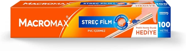 Macro Streç Film 100 Metre, Pratik Kesme Bıçağı Hediyeli, Büyük Ekonomik Boy, Pvc İçermez ürün görseli 1