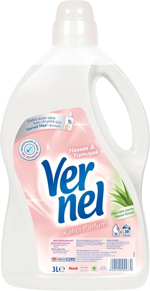 Vernel Hassas & Yumuşak Kalıcı Parfüm 30 Yıkama Çamaşır Yumuşatıcısı (1 X 3000 Ml) ürün görseli 1