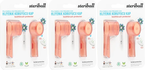 Steriball Şarjli Pi̇lli̇ Di̇ş Firçalari İçi̇n Hi̇jyeni̇k Di̇ş Firçasi Koruma Kabi-2'Li̇ Turuncu X 2 (3 Paketi) ürün görseli 1