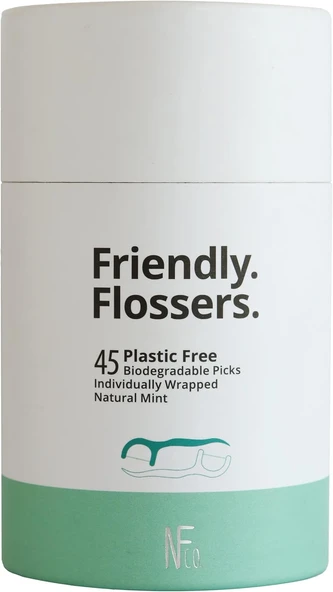 The Co. Friendly Flossers, Kişiye Özel Sarılmış Palet Kürdanı, Dişler Arasında Kolayca Geçer, Plastik Içermeyen Ambalaj Vegan Doğal Nane Aroması, 45'Li Paket ürün görseli 1