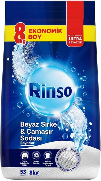 Rinso Beyaz Sirke Çamaşır Sodası Beyazlar Için Toz Deterjan 8 Kg ürün görseli 1