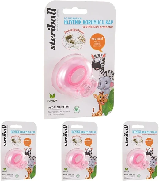 Steriball Fırçası İçin Koruyucu Hijyenik Fil Kids Kap, Çok Renkli (4 Paketi) ürün görseli 1