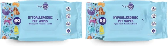 Supreme Dog Hi̇poalerjeni̇k Temi̇zleme Mendi̇li̇ 2Li Paket ürün görseli 1