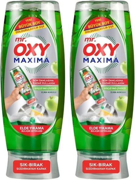 Mr Oxy Maxima Bulaşık Deterjanı Elma 650 Ml 2Li Paket ürün görseli 1