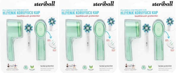 Steriball Şarjli Pi̇lli̇ Di̇ş Firçalari İçi̇n Hi̇jyeni̇k Di̇ş Firçasi Koruma Kabi-2'Li̇ Yeşi̇l X 2 (3 Paketi) ürün görseli 1
