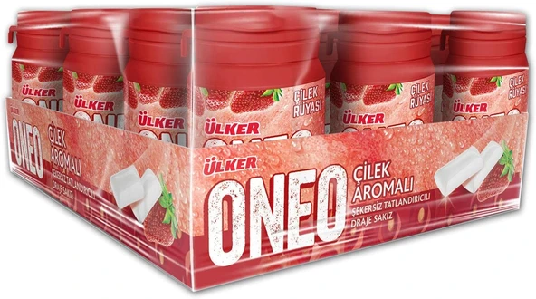 Ülker Oneo Çilek Aromalı Şişe Draje Sakız 60 Gram X 12 ürün görseli 1