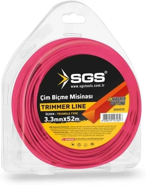 Sgs 4318 Tırpan Misinası 3.3Mm 52Mt Üçgen Kırmızı ürün görseli 1