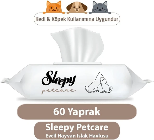 Sleepy Petcare Evcil Hayvan Islak Havlusu 60 Yaprak ürün görseli 1