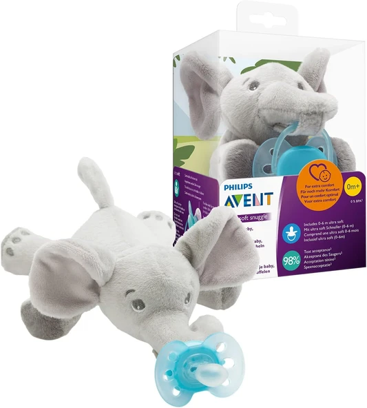 Snuggle Elefant Scf348/13, Kuscheltier Mit Schnuller Soft, Perfektes Geschenk Für Neugeborene Und Babys, Schnullertier ürün görseli 1