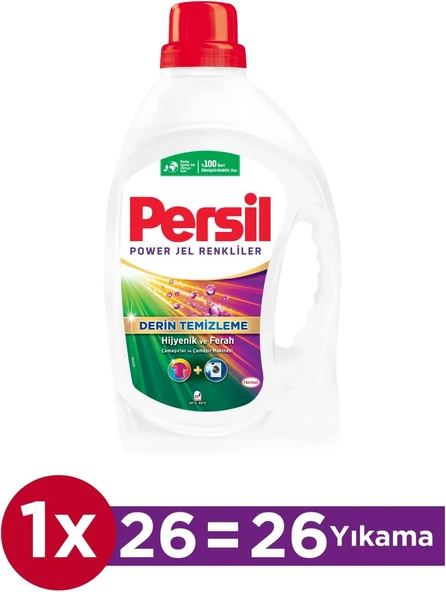 Power Jel Color Derin Temizleme 26 Yıkama Renkliler Için Sıvı Çamaşır Deterjanı (1 X 1690 Ml) ürün görseli 1