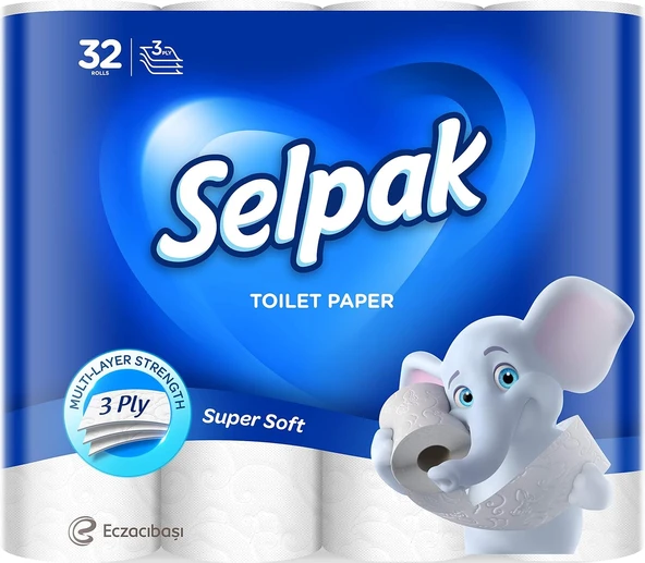 Selpak Tuvalet Kağıdı, 3 Katlı, 32'Li, 1 Paket (1 X 32 Adet) ürün görseli 1