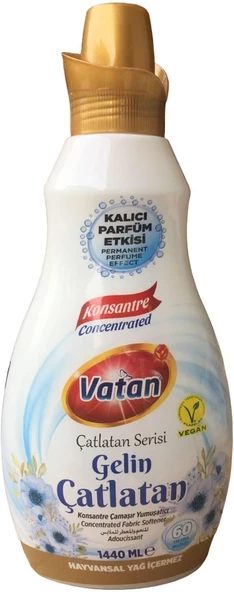 Vatan Gelin Çatlatma Konsantre Kumaş Yumuşatıcı, Sıvı, Çiçekli Kokulu, 1440 Ml ürün görseli 1