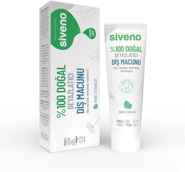 Siveno%100 Doğal Macunu Beyazlatıcı Nane Ferahlığı Florürsüz 65 Gr ürün görseli 1