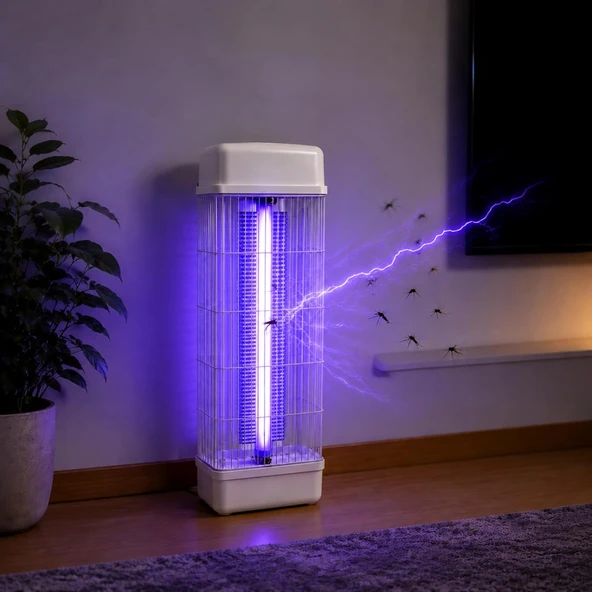 Coverzone 52Cm Uv Işıklı Kule Tipi 15W Sinek Öldürücü Elektrikli Sivrisinek Haşere Öldürücü Cihaz,15 Watt Temizleme Hazneli 50M² Etki Alanı İç Mekan Kullanım | Glr Rt-15W ürün görseli 1