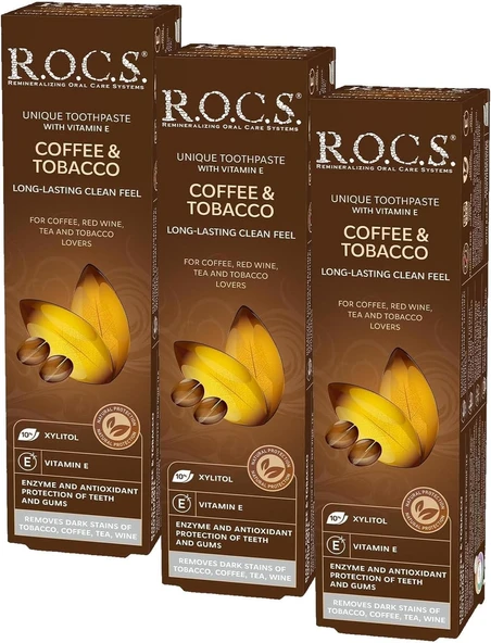 R.O.C.S. Rocs Lekelere Karşi Coffee&Tobacco Di̇ş Macunu - 74G (3 Paketi) ürün görseli 1