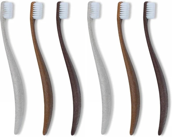 Promis Wood Love Bioplastik 3’Lü Fırça Seti - 6750 Antibakteriyel Yumuşak Kıl, Ergonomik Lignin Sap, Geri Dönüştürülebilir, Ahşap Sap, İtalyan Tasarımı, Alman Üretimi (2 Paketi) ürün görseli 1